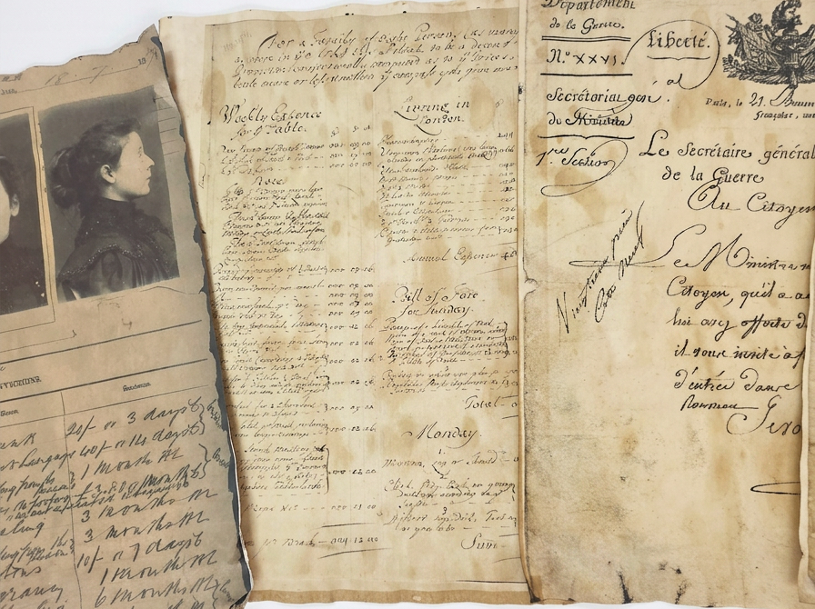 Coffee Dyed vintage documents/ledger paper