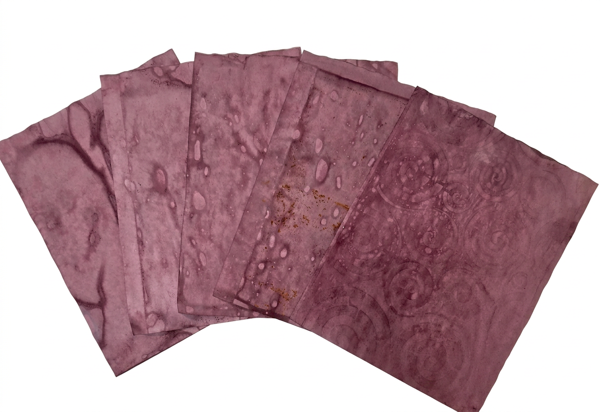 Plum color hand dyed paper pack.